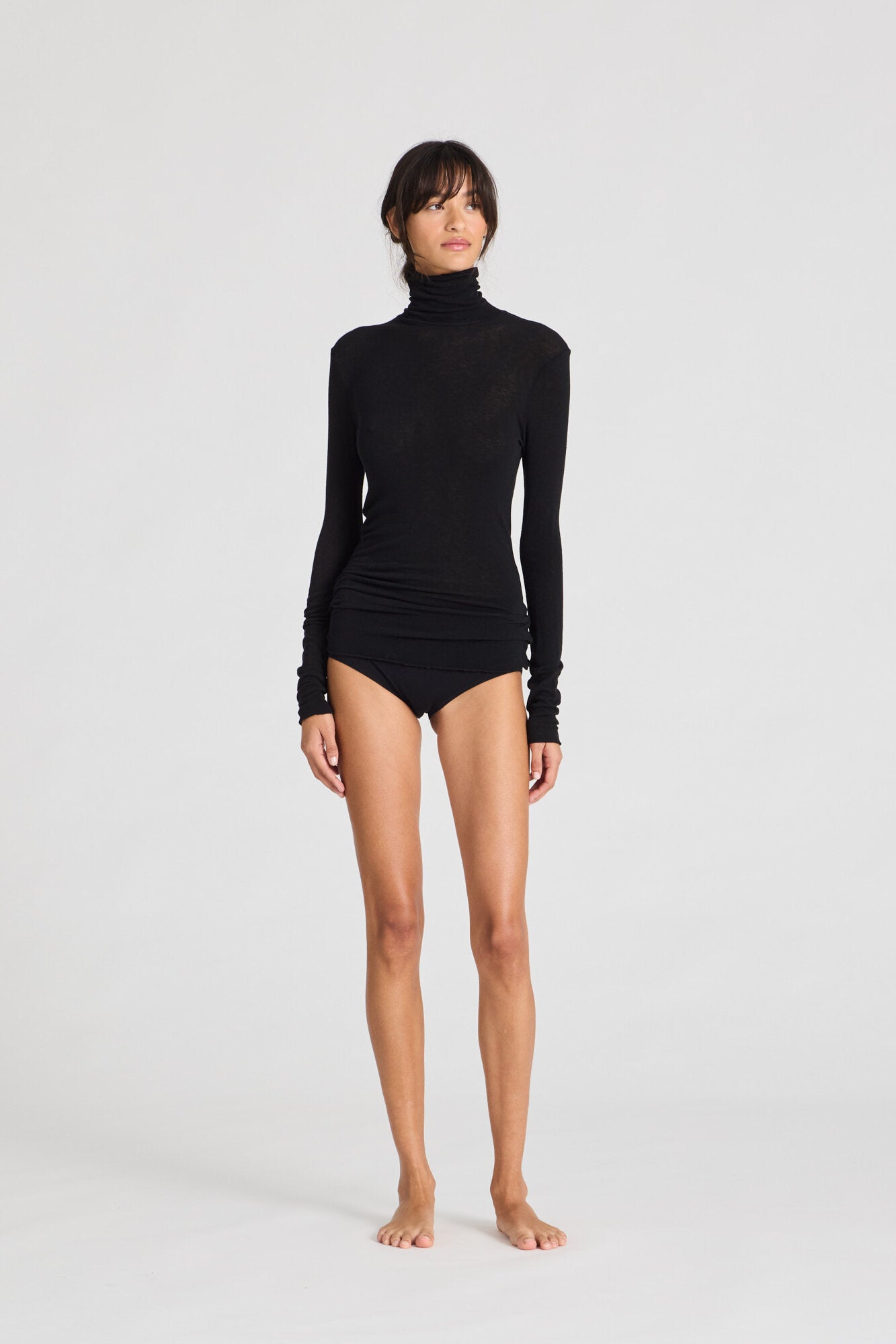 Anna Wool Turtleneck langærmet t-shirt - sort